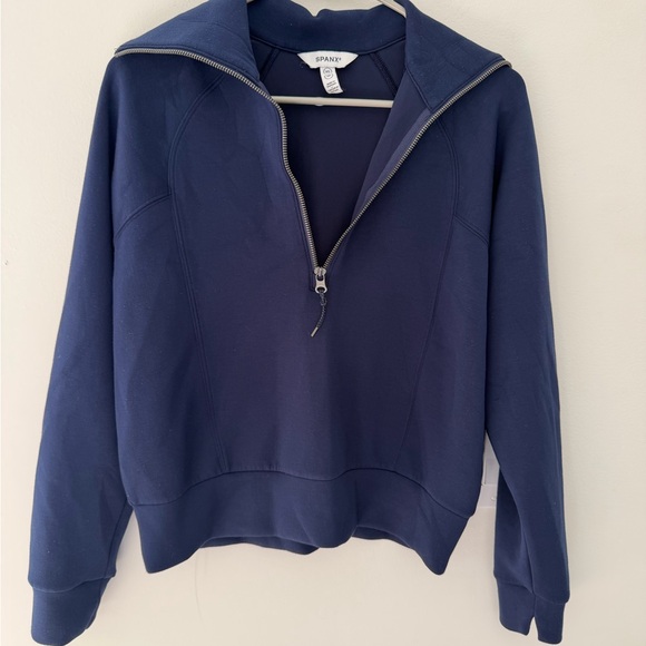 SPANX AirEssentials Half Zip Sweatshirt- Timeless Navy - Picture 2 of 6